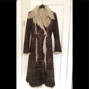 Natural suede winter fur women's maxi coat